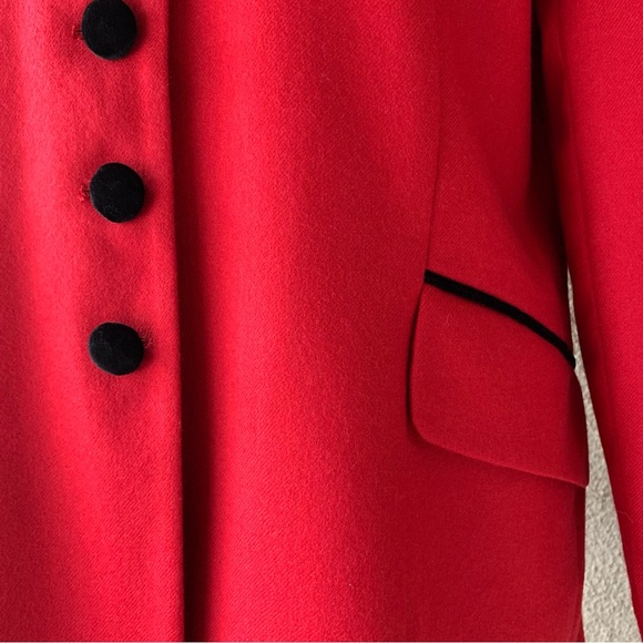 🔥5/$20🔥 “Amanda Smith” Red Pure Wool Jacket Velvet Collar size 12 - Picture 9 of 16
